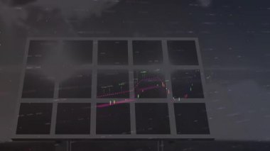 Soyut bir geçmişe sahip dijital borsa veri animasyonu. Finans, yatırım, teknoloji, analiz, grafik, ticaret