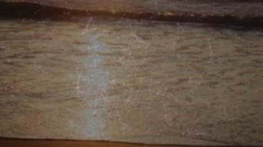 Ahşap yüzey üzerinde bağlantılar ve veri işleme animasyonu ağı. Teknoloji, yenilik, dijital, bağlantı, iletişim, fütüristik