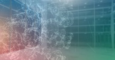 Mavi zemin üzerinde dönen DNA yapısının resmi. küresel bilim, teknoloji ve dijital arayüz kavramı dijital olarak oluşturulmuş görüntü.