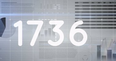 İstatistik ve veri işleme üzerinde değişen sayıların resmi. küresel sosyal medya, bağlantılar, dijital arayüz, teknoloji ve ağ konsepti dijital olarak oluşturuldu.