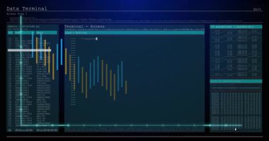 Terminal arayüzde veri analizi ve işleme için gösterilen grafikler ve kodlar. analitik, teknoloji, hesaplama, programlama, istatistik