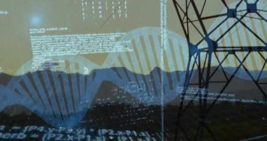 İkili kodlama ile DNA ipliği, animasyonda bilimsel verileri işlemek. Genetik, biyoteknoloji, biyoenformatik, araştırma, yenilik, analiz