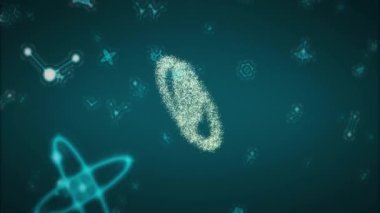 Soyut mavi şekilli dijital insan figürünün animasyonu. Fütürist, teknoloji, sanal, 3D, yenilik, modern