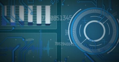 Kapsam taraması, numaraların değişmesi ve veri işleme görüntüsü. küresel dijital arayüz, teknoloji ve ağ konsepti dijital olarak oluşturulmuş görüntü.