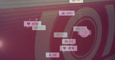 Kapsam taraması üzerinden sosyal medya simgelerinin resmi. küresel sosyal medya, iletişim, dijital arayüz, teknoloji ve ağ konsepti dijital olarak oluşturuldu.