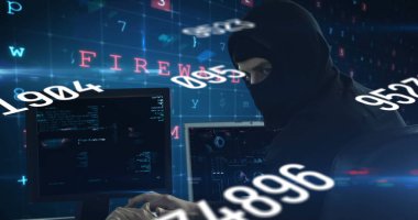 Bilgisayar kullanarak beyaz hackerların veri işleme görüntüsü. küresel bilim, teknoloji ve dijital arayüz kavramı dijital olarak oluşturulmuş görüntü.