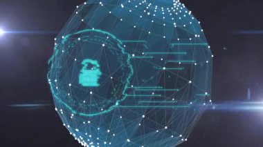 Dijital küre, yüzen para birimi sembolleriyle ağ bağlantılarını gösteriyor. Teknoloji, finans, küresel, animasyon, ekonomi