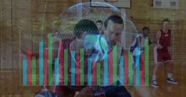 Basketbolcuların okulda antrenman yaptığı veri tablolarının animasyonu. analiz, spor, uygulama, görselleştirme, atletizm