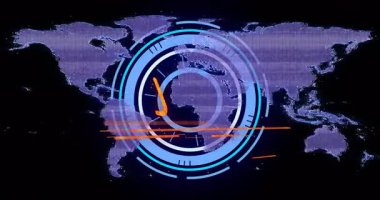 Tehlike uyarısı, dünya haritası animasyonu üzerinde acil metin gerektiriyor. Uyarı, acil durum, bildirim, kriz, küresel, acil