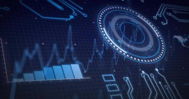 Teknoloji ve veri analizlerini gösteren dijital grafiklerin ve devre örneklerinin animasyonu. analitik, yenilik, fütüristik, bağlantı, hesaplama, bilgi