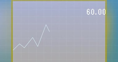 Yükselen çizgi grafiğinin animasyonu ve okuldaki şebeke arka planında dalgalanan bir eğilim. Finans, büyüme, ilerleme, analitik, veri, grafik