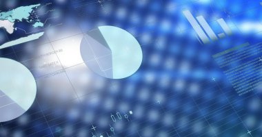 Arka plandaki şebekeye karşı finansal ve istatistiksel veri işleme. küresel finans ve iş kavramı