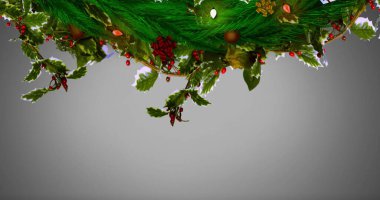 Köknar ağaçlarının beyaz arka planda dalları. Noel, kış, gelenek ve kutlama konsepti dijital olarak oluşturulmuş imaj.