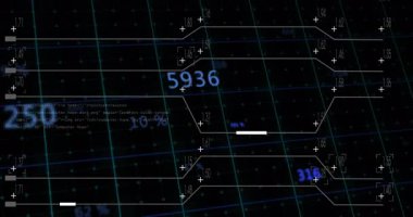 Yüzdeleri ve veri noktalarını gösteren dijital şebeke ile mali analiz. Finans, teknoloji, yatırım, istatistik, analitik, ekonomi