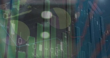 Yol trafiğinin mali veri işleme görüntüsü. küresel iş, veri işleme, dijital arayüz, teknoloji ve ağ konsepti dijital olarak oluşturulmuş görüntü.