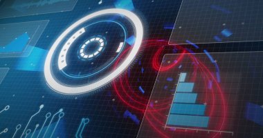 Şebeke ve veri tabanlı dijital ekranın üzerindeki parlak tünel görüntüsü. küresel bağlantılar, veri işleme ve dijital arayüz kavramı.