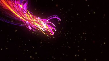 Dinamik soyut desen yaratmak, koyu arkaplanda renkli kıvrımlı ışık izleri yaratmak. hareket, canlı, enerji, sanatsal