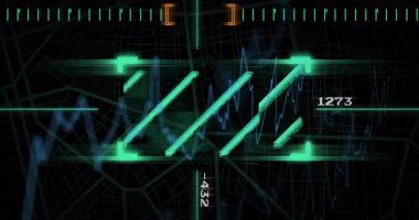 Değişen çizgiler ve sayılar ile yeşil dijital arayüzün animasyonu. Teknoloji, veri, analiz, fütüristik, sanal, kodlama