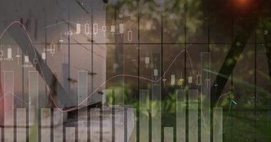 Arıları bahçeye kovandan sokan finansal veri haritalarının animasyonu. Maliye, borsa, yatırım, arıcılık, büyüme, ekonomi