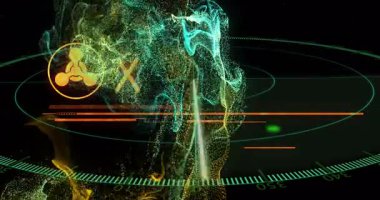 Okulda dijital veri görselleştirmesi üzerine kırmızı alarm mesajı animasyonu. teknoloji, bilgi, uyarı