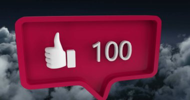 Sayılı konuşma baloncuğu görüntüsü ve bulutların üzerindeki simge gibi. küresel sosyal medya ve iletişim konsepti dijital olarak oluşturulmuş görüntü.