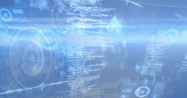 Tarama alanından geçen istatistiklerin resmi. global business, finans, data işleme ve dijital arayüz kavramı dijital olarak oluşturuldu.