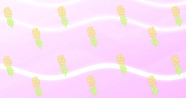 Beyaz çizgiler üzerinde ananas simgeleri. Soyut arkaplan ve dijital arayüz kavramı dijital olarak oluşturuldu.