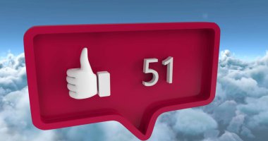 Sayılı konuşma baloncuğu görüntüsü ve bulutların üzerindeki simge gibi. küresel sosyal medya ve iletişim konsepti dijital olarak oluşturulmuş görüntü.