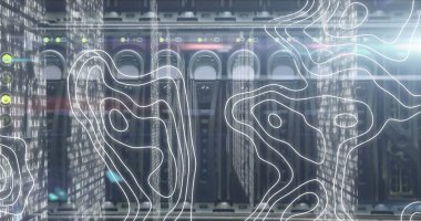 Sunucu odasında veri işleme resmi. küresel iş ve dijital arayüz kavramı dijital olarak oluşturulmuş görüntü.