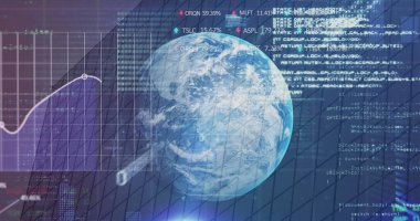 Tüm dünyada istatistik ve veri işleme resimleri. küresel iş, finans, bağlantılar ve dijital olarak oluşturulmuş görüntü veri işleme kavramı.