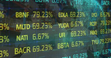 Depodaki farklı iş adamlarından oluşan borsa görüntüsü. küresel sevkiyat, dağıtım ve bağlantılar konsepti dijital olarak oluşturuldu.