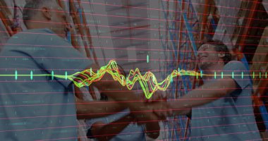 Depodaki çeşitli gönüllülerin finansal veri işleme görüntüsü. küresel sevkiyat, dağıtım ve bağlantılar konsepti dijital olarak oluşturuldu.