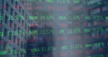 İş adamları üzerinden finansal veri işleme görüntüsü. küresel bağlantılar, iş ve finans kavramı dijital olarak oluşturulmuş görüntü.