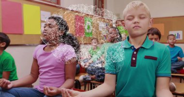 Okuldaki çeşitli okul öğrencileri arasındaki bağlantı ağının görüntüsü. öğrenim ve eğitim kavramı dijital olarak oluşturulmuş imaj.