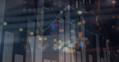 İstatistik ve finansal veri işleme görüntüsü odak şehir yol ışıklarının dışında. küresel iş ve finans kavramı dijital olarak oluşturulmuş görüntü.