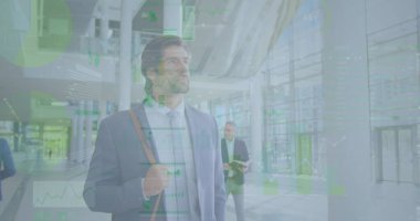 İş adamının istatistiksel görüntüsü. küresel iş, veri işleme ve dijital arayüz kavramı dijital olarak oluşturulmuş görüntü.