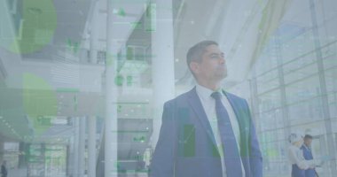 İş adamının istatistiksel görüntüsü. küresel iş, veri işleme ve dijital arayüz kavramı dijital olarak oluşturulmuş görüntü.