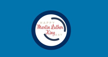 Mavi arka planda Martin Luther King 'in mutlu gününün resmi. Martin Luther King Günü ve dijital ortamda oluşturulan görüntü konsepti.