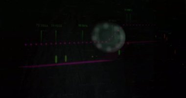 Güney Amerika arayüzde titreşen, parlayan yeşil düğümler ve şamdan çubukları sergiliyor. Analizler, veri görselleştirme, finansal, dijital, arayüz, teknoloji, yatırım