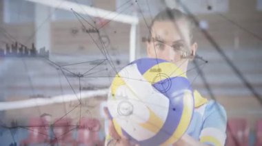 Üniformalı bir kadın teknik eğitim odasında şebeke şemaları ve bar çizelgeleri sergiliyor. Futuristik, veri, bağlantı, teknoloji, profesyonel, analiz, yenilik