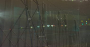 Gece şehir trafiğine karşı istatistiksel veri işleme ve matematiksel denklemler. küresel iş ve teknoloji kavramı