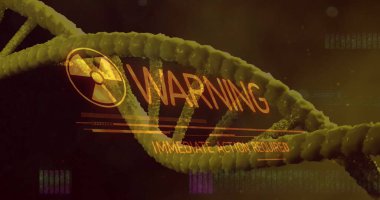 DNA ipliği üzerinde uyarı metni resmi. Ukrayna krizi ve uluslararası politika kavramı dijital olarak oluşturuldu.