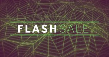 Mor arkaplanda parlayan FLASH satışı metni, neon yeşil tel örgülü çubuk elementleri parlıyor. Elektrik, gelecekçi, dijital, canlı, dinamik, modern, teknoloji