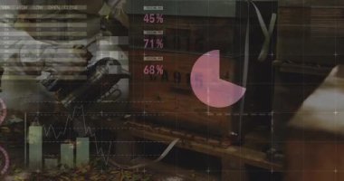 Arıcı kovanlara duman salıyor. Canlandırılmış turta grafikleri ve dünya haritası teknolojisi verileri eşleşiyor. Apiary, conservation, data görselleştirme, çevre dostu, doğa, araştırma, çevre