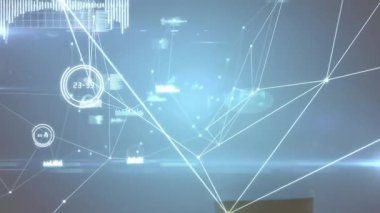 Silindirik konteynır parlayan neon ışınları, ağ hatları holografik 3 boyutlu görüntüleme ile düğümleri birbirine bağlıyor. Fütürist, teknoloji, dijital, yenilik, sanal, bilim kurgu, ağ