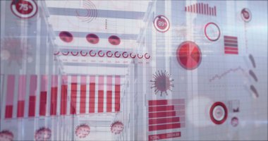 Sunucu odasındaki çeşitli veri ve virüslerin görüntüsü. veri işleme, bilgisayarlar, sunucular ve teknoloji konsepti dijital olarak oluşturulmuş resim.