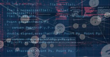Hacker üzerinden dijital arayüz ve bağlantı ağının resmi. küresel bağlantılar, veri işleme ve dijital arayüz konsepti dijital olarak oluşturulmuş resim.