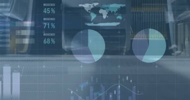 Finansal verilerin ve grafiklerin farklı iş adamlarının ayaklarının üzerinde duruşu. ticari, finans, ekonomi ve teknoloji konsepti dijital olarak oluşturulmuş imaj.