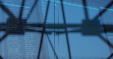 X-braced pencere çerçeve projeksiyon JavaScript kod örtüsü açık gökyüzü, 3D görüntüleme. Yapısal tasarım, dijital arayüz, modern mimari, teknoloji motifi, endüstriyel estetik, yenilik, gelecekçi
