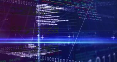 Fütürist 3D veri arayüzü akış çizgisi grafiklerini ve trafik çizgilerini gösteren ikili akışları gösteriyor. Teknoloji, analitik, yenilik, dijital, minimalist, neon, girişim